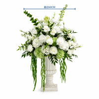 Rangkaian Bunga Pernikahan Putih & Hijau, Dekorasi Tengah Meja Bunga Mawar & Hydrangea Buatan Dengan Daun Hijau Untuk Dekorasi Lorong Pernikahan