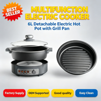 Vente directe d'usine - Marmite électrique multifonction 6L avec plaque de cuisson amovible