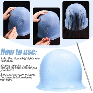 1 Pc Silicone punti salienti dei capelli cappello con ago riutilizzabile colorazione dei capelli cappello tintura per capelli strumenti per lo Styling del cappello accessori per il barbiere - Product Image 2