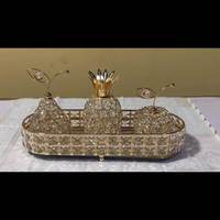 Gold Crystal Home Decoration for Wedding Decoration Creative Apple Pineapple Pear Fruit Sculpture for Living Room Metal Crafts