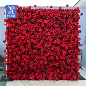 Söz çiçek duvar kırmızı Roll Up bez çiçek duvar düğün dekorasyon yapay ipek gül çiçek fon - Product Image 1