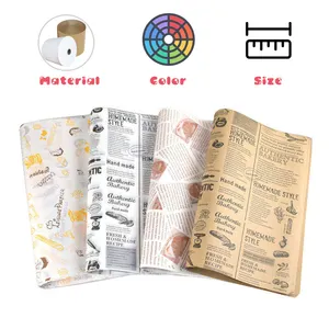 Greaseproof Food Wax Paper For Burger Recyclable Custom Logo Wrapping Paper