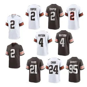 Venta al por mayor jerseys de fútbol americano cosidos superiores Cleveland 2 Amari Cooper 95 Garrett 4 Deshaun Watson 24 Nick Chubb 21 Ward