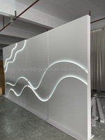 Latar belakang pernikahan Modern halus bentuk gelombang putih lampu LED akrilik PVC 3D latar belakang Panel dinding berdiri