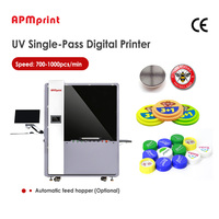 Imprimante numérique UV haute vitesse APM à passage unique pour les bouchons de bouteilles et les matériaux d'emballage lisses