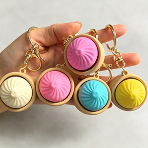 Dumpling Keychain Clicker Popular Stress Relief Toy Keychain Dumpling-shaped Squishy Ball Dumpling Dumpling Squishy Keychain - Product Image 6