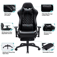 Échantillon gratuit de Colombie Chaise de jeu Anji bon marché Chaise de bureau de course en cuir noir avec fonction de massage repose-pieds