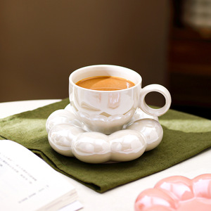 Conjunto de Xícaras e Pires Nórdicos Personalizados Cor Macaron Girassol para Chá da Tarde com Aquecedor e Logotipo, para Viagem, Casa e Festas - Product Image 2