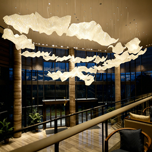 Lustre de hall d'hôtel personnalisé, luminaire suspendu LED moderne abstrait, anneau de cristal de luxe pour projet de villa - Product Image 6