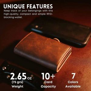 XD892 Custom Men PU Leather <b>Wallet</b> Designer Pop-Up <b>Metal</b> Aluminum Credit Card Holder RFID Shielding Safe Portefeuille Homme Cuir - Product Image 3