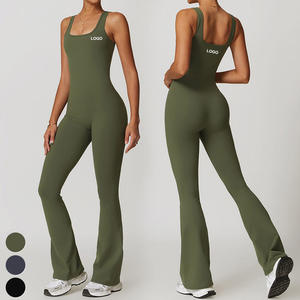 High Waist Breathable Quick Dry <b>Women's</b> Sportswear <b>Jumpsuit</b> Flare Pants Yoga Fitness Romper Casual Loose Fit Spandex Nylon Summe - Product Image 4