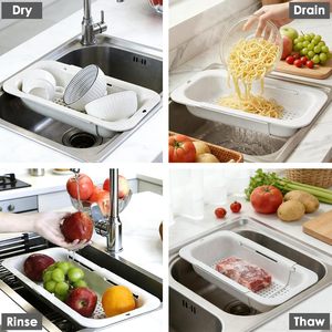 Stretch Modern Expandable Multifunctional Vegetable Washing Storage Portable <b>Plastic</b> Draining <b>Basket</b> for Kitchen - Product Image 2