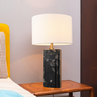 Nordique De Luxe Tissu Abat-Jour Marbre Table Lumière Moderne Dimmable Hôtel Chambre Intérieur Rond LED Bureau Lampe De Lecture