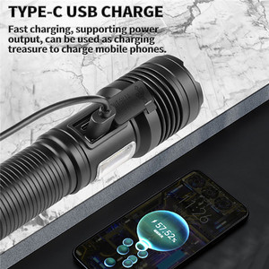 XHP70 + COB rosso luce bianca LED torcia elettrica tipo-C ricaricabile zoomabile torcia a led potente caccia torcia LED con Power Bank - Product Image 4