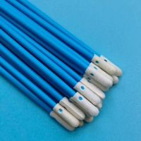 742 Écouvillon sans peluches à manche bleu, bâtonnet éponge pour salle blanche, embout en mousse pour nettoyage électronique et de précision
