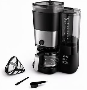 Cafetière avancée en acier inoxydable avec moulin intégré, système de brassage goutte à goutte 10 tasses, permanente - Product Image 1