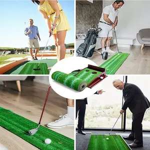 Tapete de treino de taco de golfe verde para prática de golfe indoor OEM com retorno automático de bola