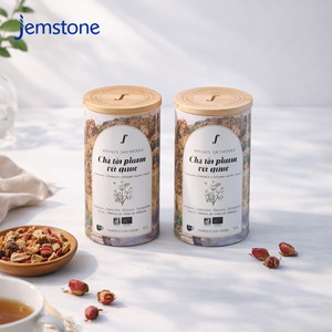 Boîte cylindrique personnalisée écologique de luxe pour café, en carton kraft de qualité alimentaire, emballage pour thé, tube en papier avec couvercle en bambou - Product Image 1