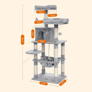 Venta al por Mayor de Rascadores para Mascotas de Alta Calidad en Gris Oscuro, Tamaños Pequeños y Grandes, Tipo Casa, Torre, Condo y Árbol - Product Image 1