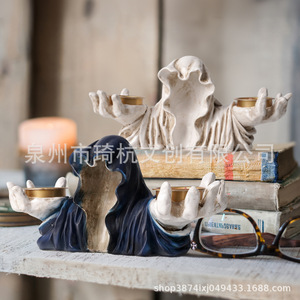 Ghost Shape Resin <b>Candlestick</b> Halloween Decoration Indoor Handmade Craft Gift - Product Image 1