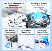 Hub USB 2.0 de 4 Puertos al por Mayor con Cables de Extensión (0.25m/1m), Divisor de Datos Portátil, Extensor de Bus para PC de Escritorio, en Stock