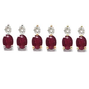 Moda clásica diseño diario forma ovalada 18K oro blanco sólido diamante Real Color piedra ovalada rubí Stud pendientes mujer regalo de boda - Product Image 4