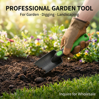 Truelle à main compacte 280 mm avec double échelle de profondeur, noire mate, à poignée ergonomique rainurée, pour jardinage et plantation
