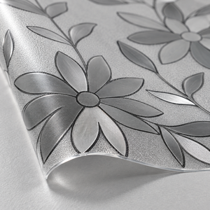 Rouleau de film PVC transparent givré mat calandré Cosmos Flower personnalisé pour la protection des tables et des meubles - Product Image 3