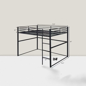<span class=keywords><strong>Lit</strong></span> mezzanine pleine grandeur en métal, cadre de <span class=keywords><strong>lit</strong></span> mezzanine avec garde-corps de sécurité et échelle plate, <span class=keywords><strong>lit</strong></span> mezzanine double pour enfants adolescents adultes, noir - Product Image 1