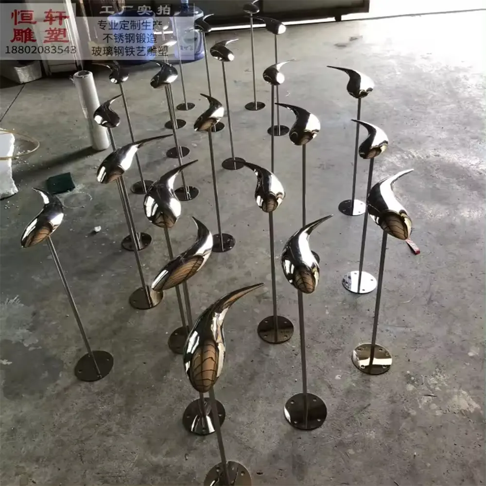 Hotel Decoration Metal Animal Fish Sculpture Fountain Sculpture Polished Stainless Steel Fish Sculpture