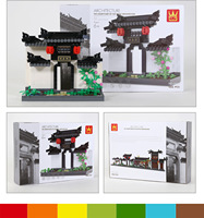 Porte de la ville aquatique de Jiangnan MOC, maison de style traditionnel, briques de construction, jouet cadeau pour enfants, architecture chinoise ancienne, ensembles de blocs de construction Halo