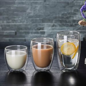 Tasse en verre borosilicate Pearl Cotton, simple, à double paroi, en forme d'œuf, isolée thermiquement, pour thé au lait et boissons, pour la maison - Product Image 1