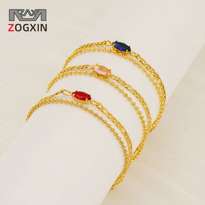 Zogxin Gold Plated Double Layer Chain <b>Bracelet</b> With Zircon Stone For Women Everyday Wear - Product Image 1