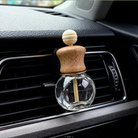 Diffuseur de parfum pour voiture à clipser sur grille d'aération, en bois, pour huiles essentielles, flacon en verre, parfum d'ambiance, aromathérapie automobile
