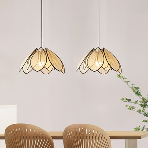 Lampe suspendue minimaliste moderne, couleur crème, ronde, E27, commande par interrupteur LED, pour salon, chambre à coucher, salon de thé - Product Image 3