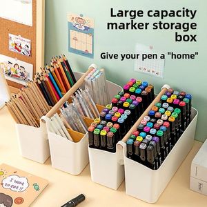 Boîte de rangement pour marqueurs, grande capacité, portable, en plastique, carrée, pour stylos, pour étudiants, pour bureau, pour pinceaux de couleur, pour fournitures de papeterie - Product Image 4