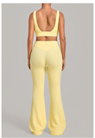 Dames Quick Dry Fitness Kledingset: Cropped Top met Verwijderbare Pads, Crossover Taille, Flare Leggings, Workout Activewear Yoga Set
