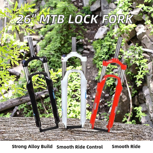 Fourche avant <span class=keywords><strong>VTT</strong></span> 26, 27,5, 29 pouces avec suspension pneumatique, <span class=keywords><strong>couronne</strong></span> en aluminium et axe de 9 mm, type tige droite, pièces de vélo de montagne - Product Image 3