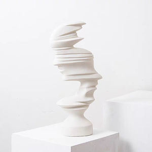 Scultura Moderna Minimalista Astratta in Bianco e Nero, Ornamento Artistico in Resina a Forma di Volto - Product Image 4