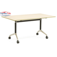 Mesa de Entrenamiento Plegable Móvil con Ruedas, Mesa de Conferencia Plegable con Tapa Abatible para Centros de Capacitación Corporativa y Aulas