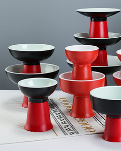 Style chinois haut <span class=keywords><strong>pied</strong></span> mélamine Restaurant hôtel assiettes en plastique fête gâteau Dessert plats assiettes de fruits secs - Product Image 4