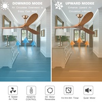 Ventilateur de plafond en bois de 52 pouces sans lumière, moteur DC, contrôle intelligent par application Tuya, garantie, pour salle à manger, bar, chambre, salon, ventilateur de plafond doré