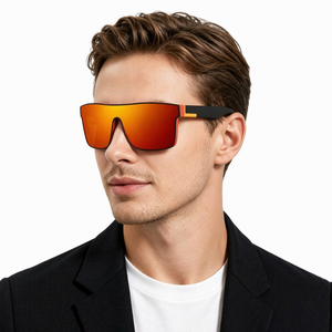 Lunettes de soleil carrées surdimensionnées polarisées à monture intégrale avec logo personnalisé, dégradé miroir, protection UV400, couleur gris champagne TZHFKJ, unisexe, vente en gros - Product Image 2