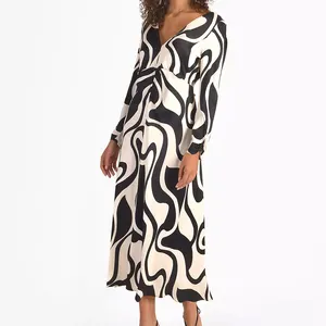 Winter En Herfst Lange Mouwen Print Jurk Casual Size Casual Mode Losse Zebra Print Jurk Warme Zomer Jurk