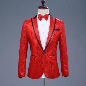 Abito <span class=keywords><strong>da</strong></span> uomo multicolore con perle e paillettes blu, argento, rosse, scintillanti, per feste di matrimonio e spettacoli teatrali - Product Image 5