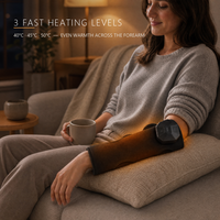 Masseur de bras et de poignet sans fil à compression d'air, 3 niveaux de chaleur, rechargeable, enveloppement de massage pour le bras et la main