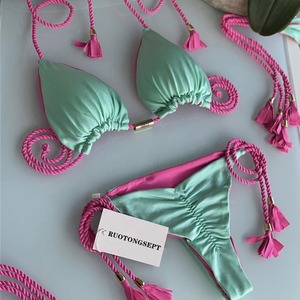 2024 đa màu sắc mới <span class=keywords><strong>backless</strong></span> bện chuỗi bikini tam giác áo tắm áo tắm tại chỗ Nhà máy bán buôn - Product Image 2