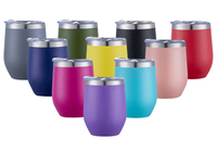 Nouveaux verres à liqueur 12oz forme d'oeuf sublimation gobelet à vin double paroi isolé mini tasse avec couvercle en plastique mélanger 12 couleurs