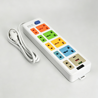 Stop Kontak Ekstensi Anjehold Factory Grosir Warna-Warni 9 Outlet 2 USB 1 Type-C untuk Rumah