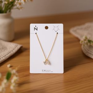 Collar con Colgante Rectangular Ziwei, Acero Inoxidable, Chapado en Oro, Minimalista, para Uso Diario, Joyería Unisex - Product Image 4